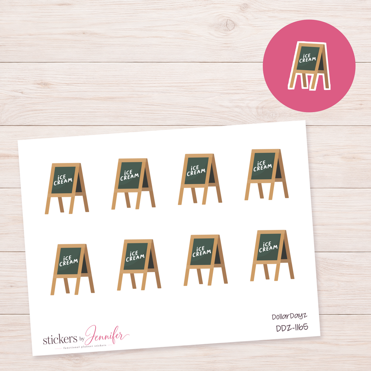 Ice Cream Chalkboard Planner Stickers | DDZ-1165