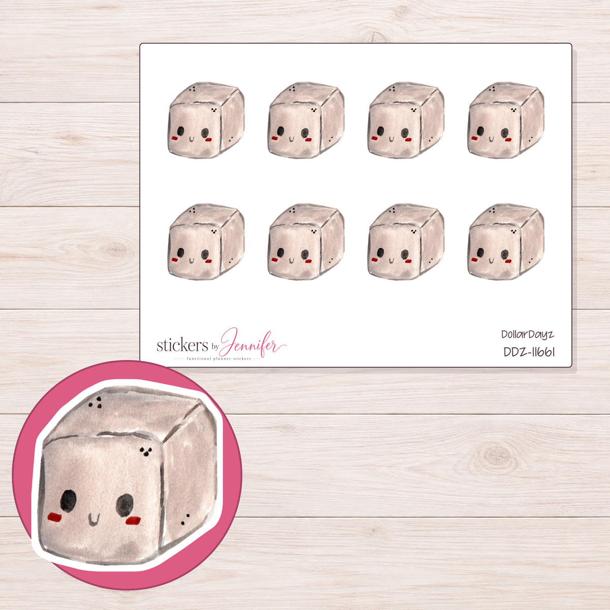 DDZ-11661 planner sticker sheet with enlarged sticker detail