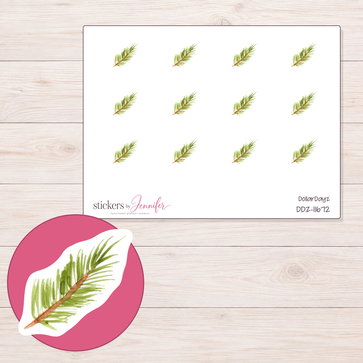 DDZ-11672 planner sticker sheet with enlarged sticker detail