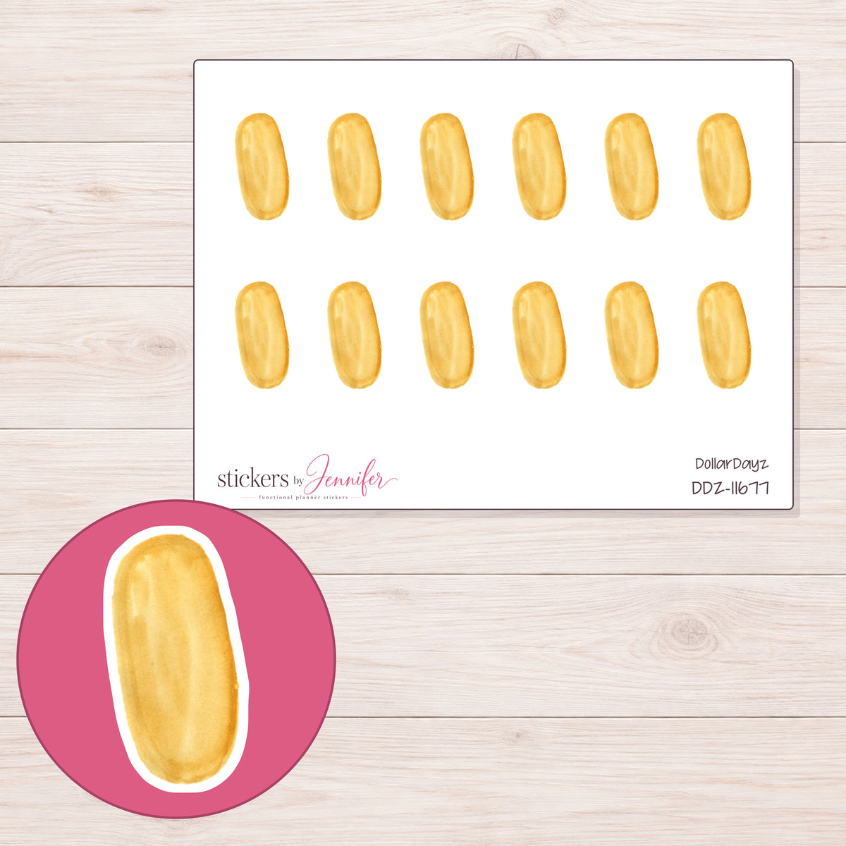 DDZ-11677 planner sticker sheet with enlarged sticker detail