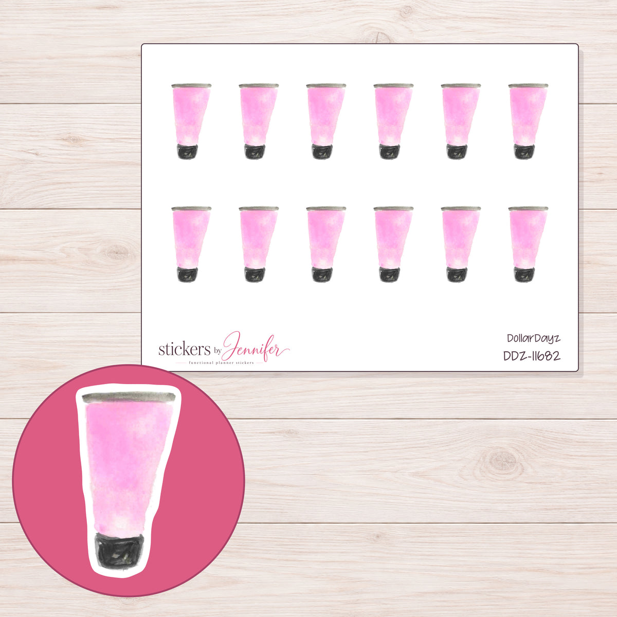DDZ-11682 planner sticker sheet with enlarged sticker detail