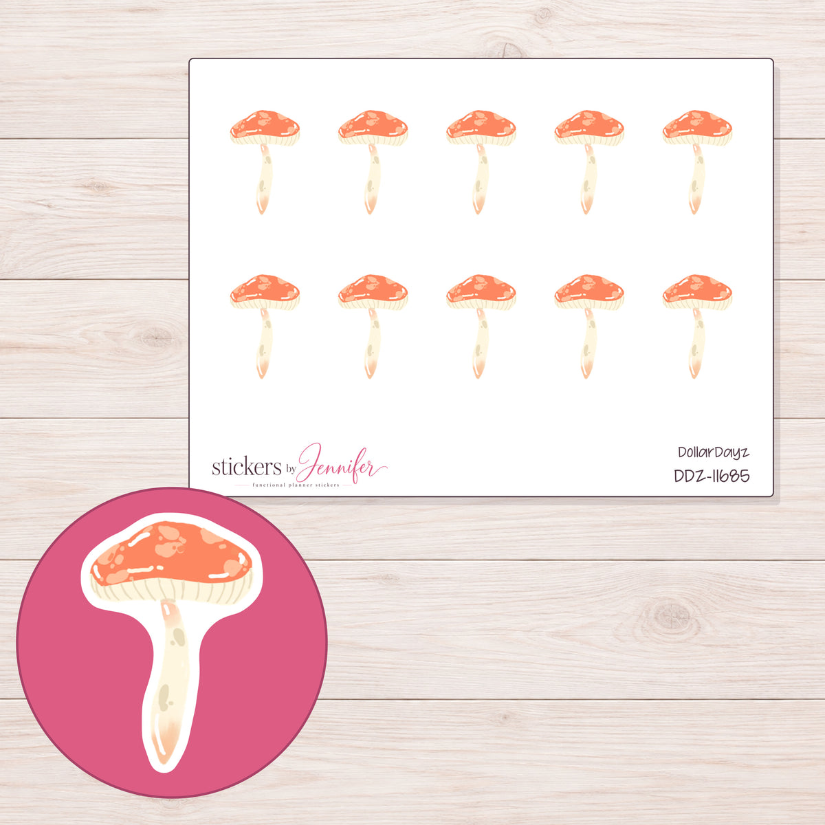 DDZ-11685 planner sticker sheet with enlarged sticker detail