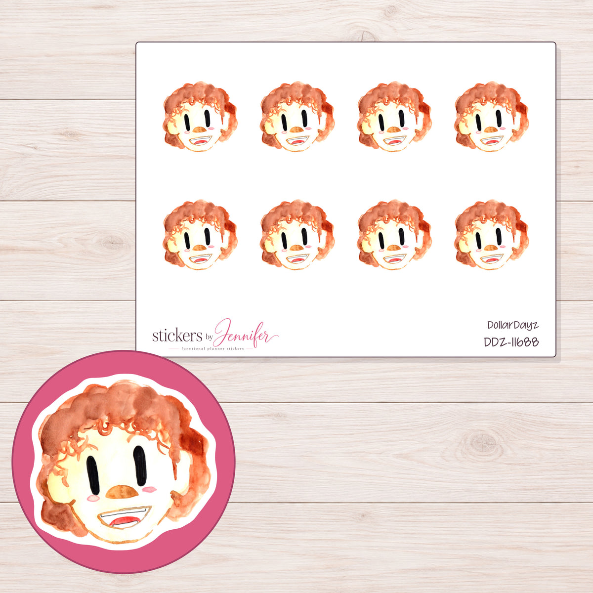 DDZ-11688 planner sticker sheet with enlarged sticker detail