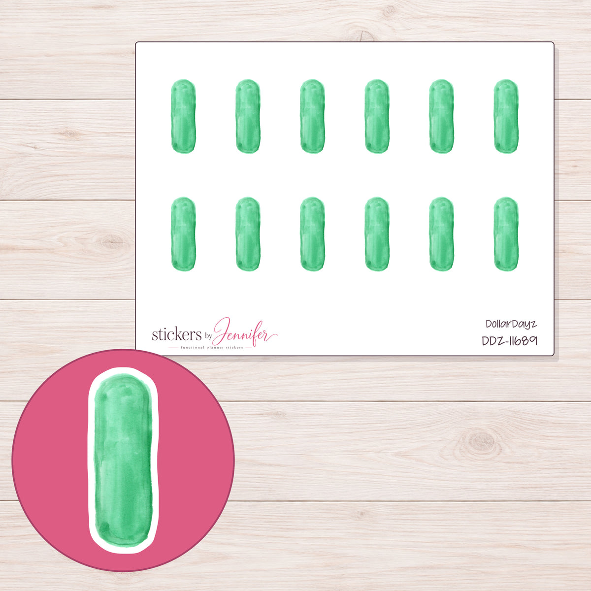 DDZ-11689 planner sticker sheet with enlarged sticker detail