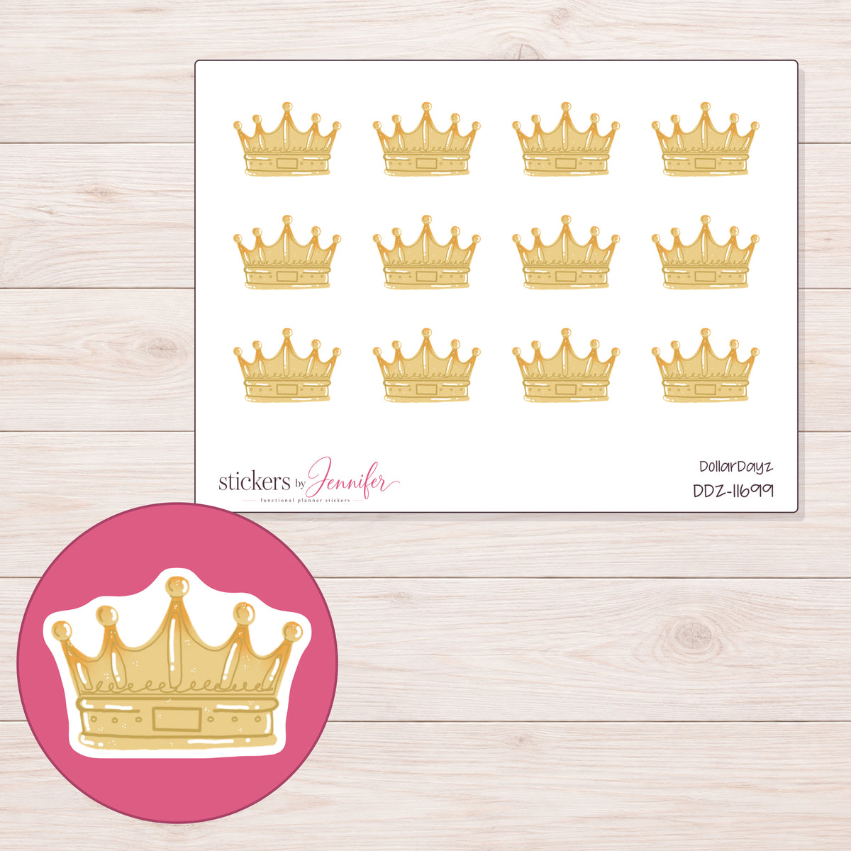 DDZ-11699 planner sticker sheet with enlarged sticker detail