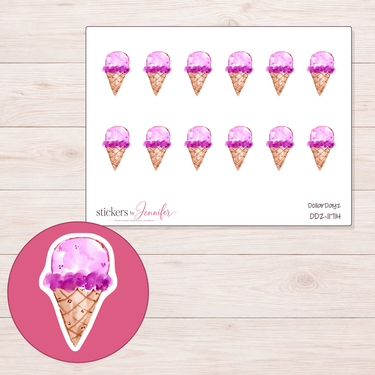 DDZ-11714 planner sticker sheet with enlarged sticker detail