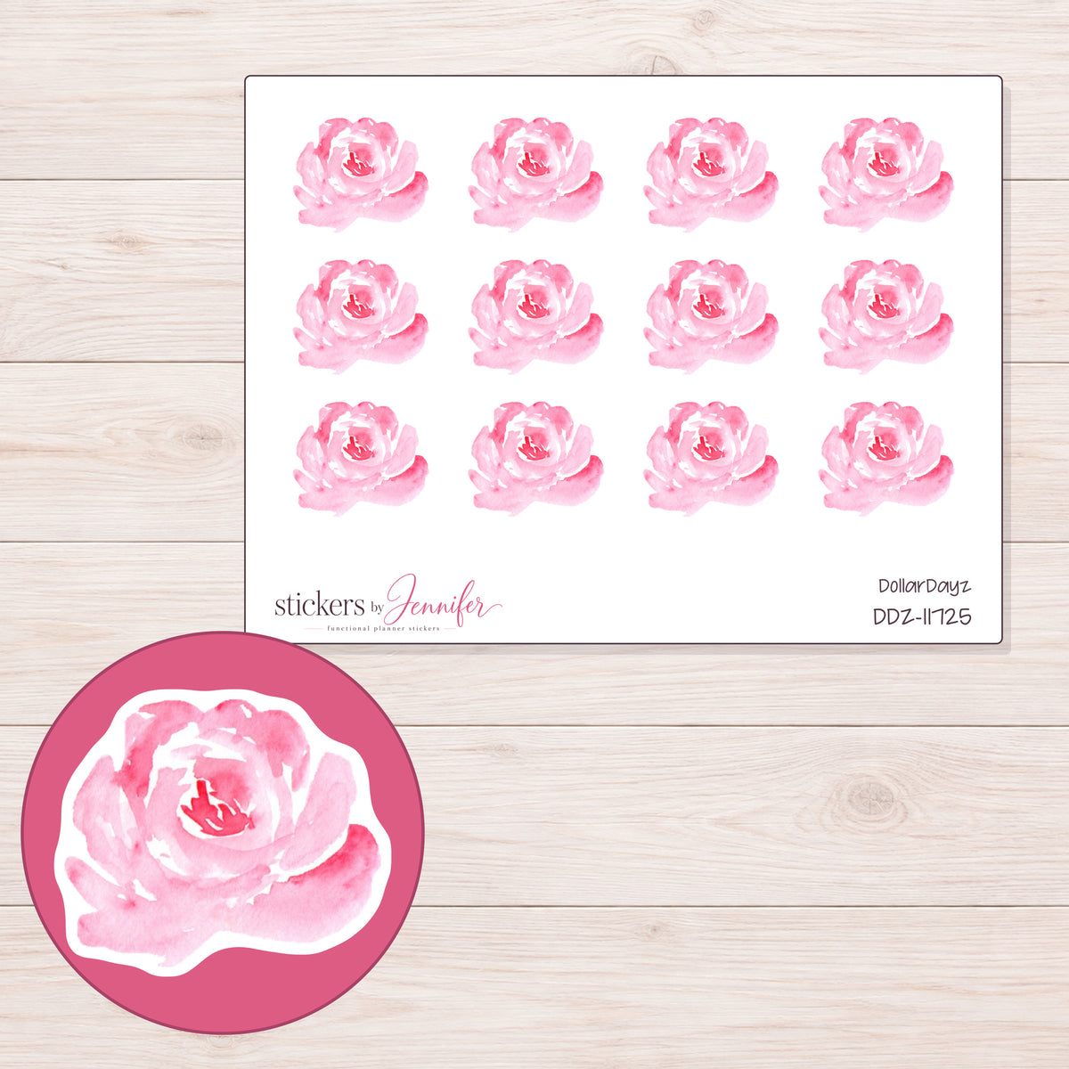 DDZ-11725 planner sticker sheet with enlarged sticker detail