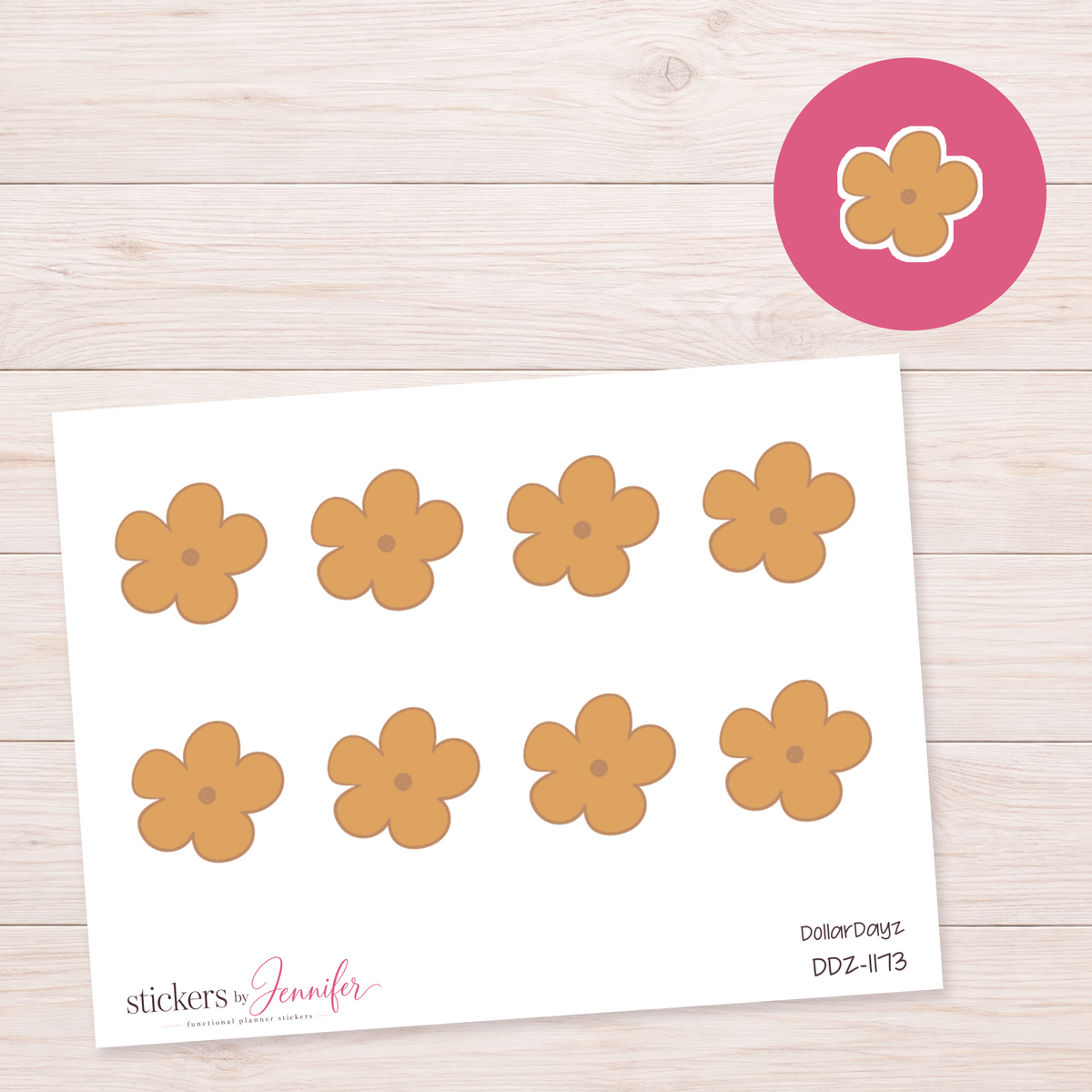Golden Five-Petal Flower Planner Stickers | DDZ-1173