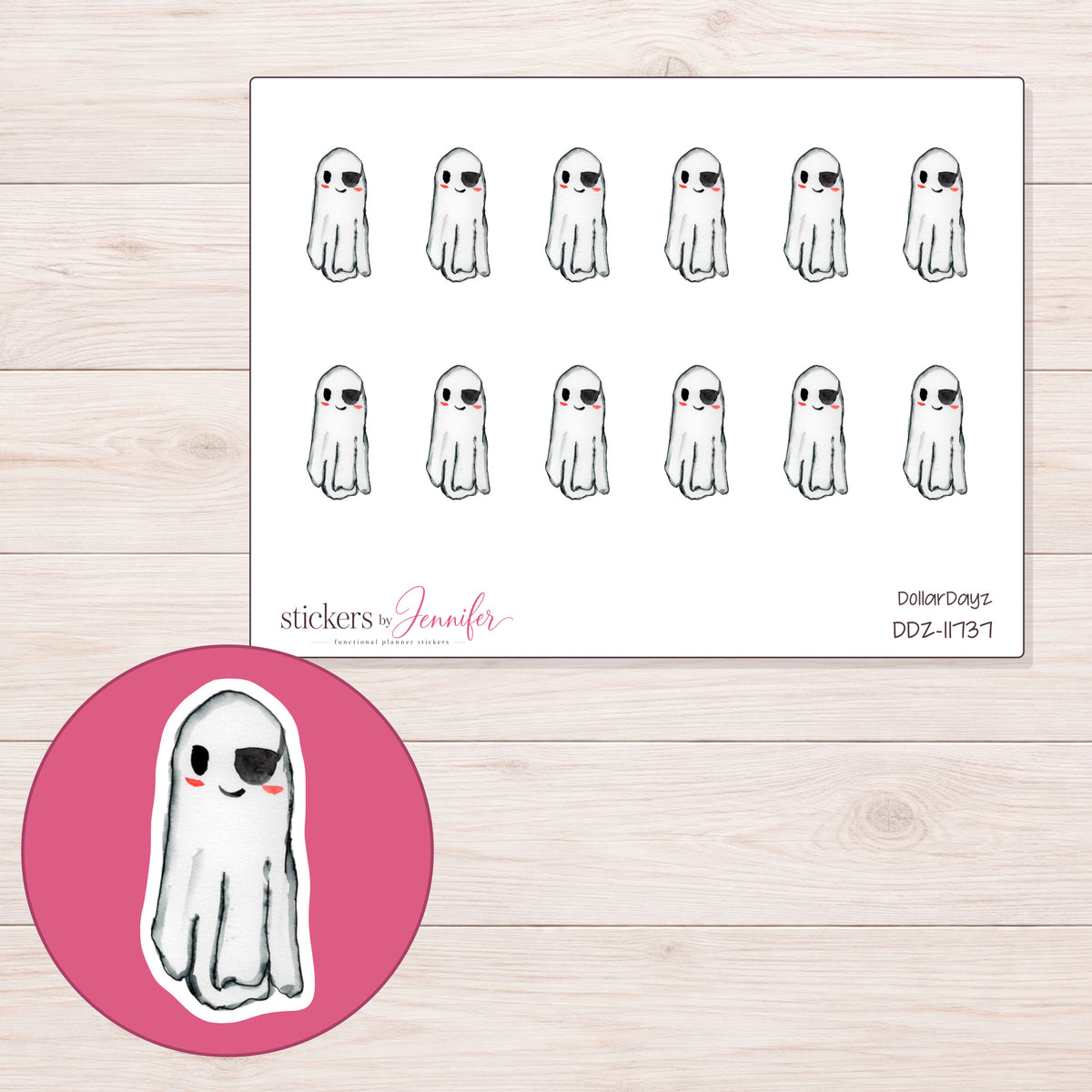 DDZ-11737 planner sticker sheet with enlarged sticker detail