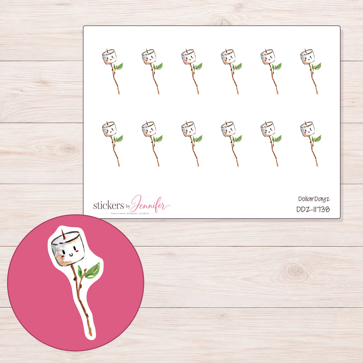 DDZ-11738 planner sticker sheet with enlarged sticker detail