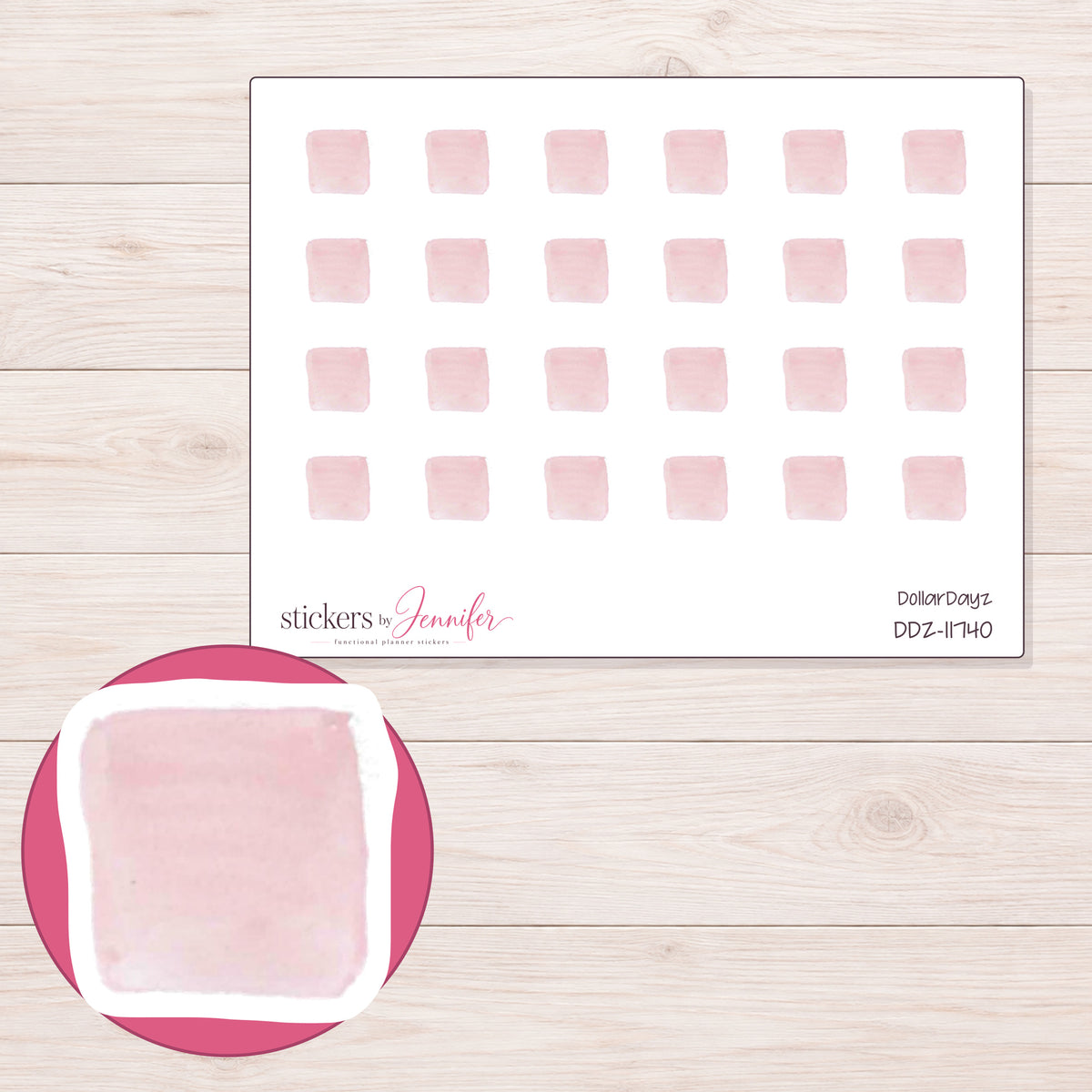DDZ-11740 planner sticker sheet with enlarged sticker detail