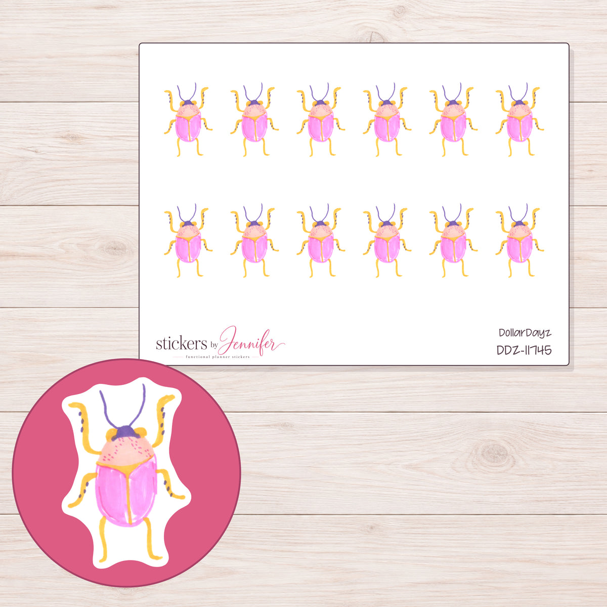 DDZ-11745 planner sticker sheet with enlarged sticker detail