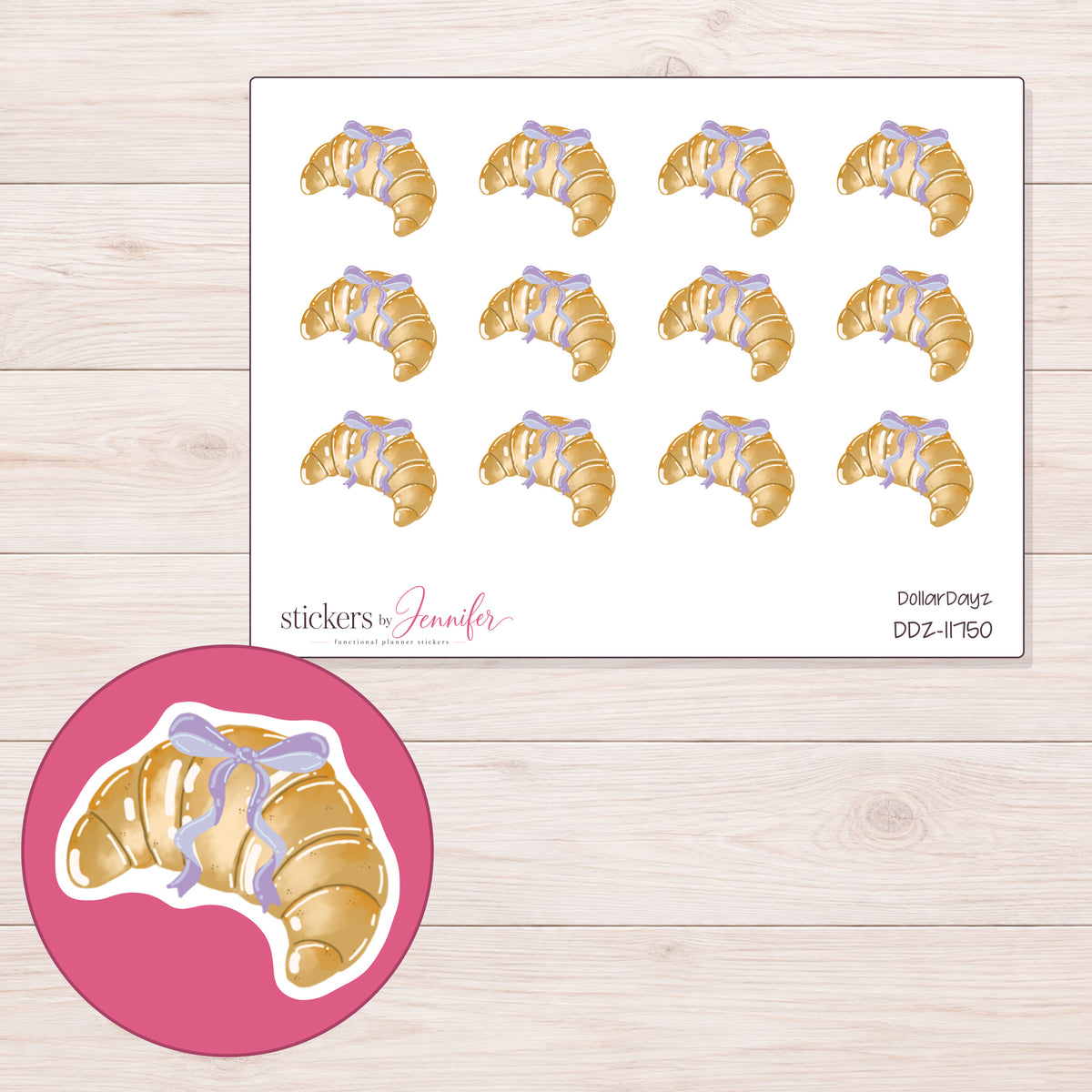 DDZ-11750 planner sticker sheet with enlarged sticker detail