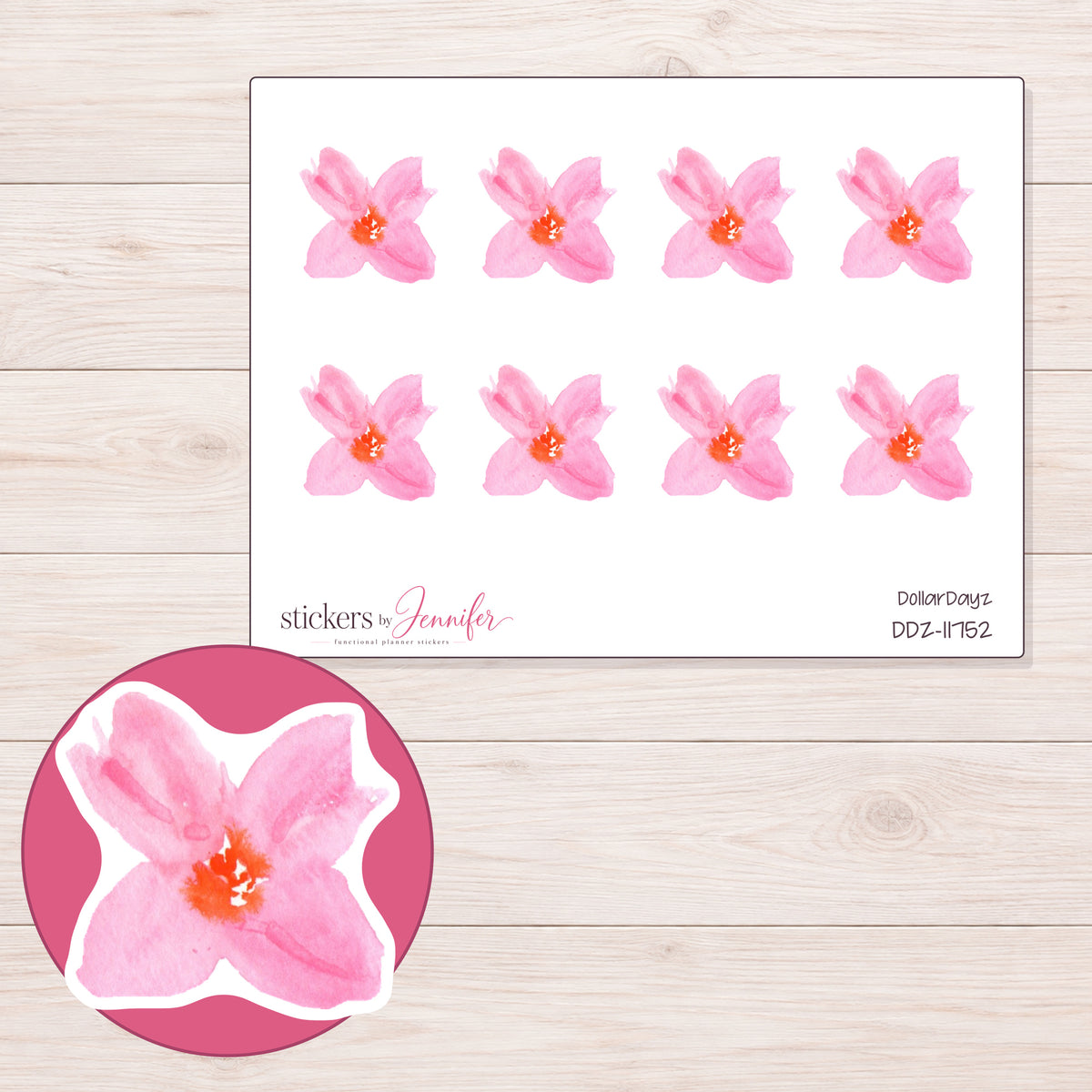 DDZ-11752 planner sticker sheet with enlarged sticker detail