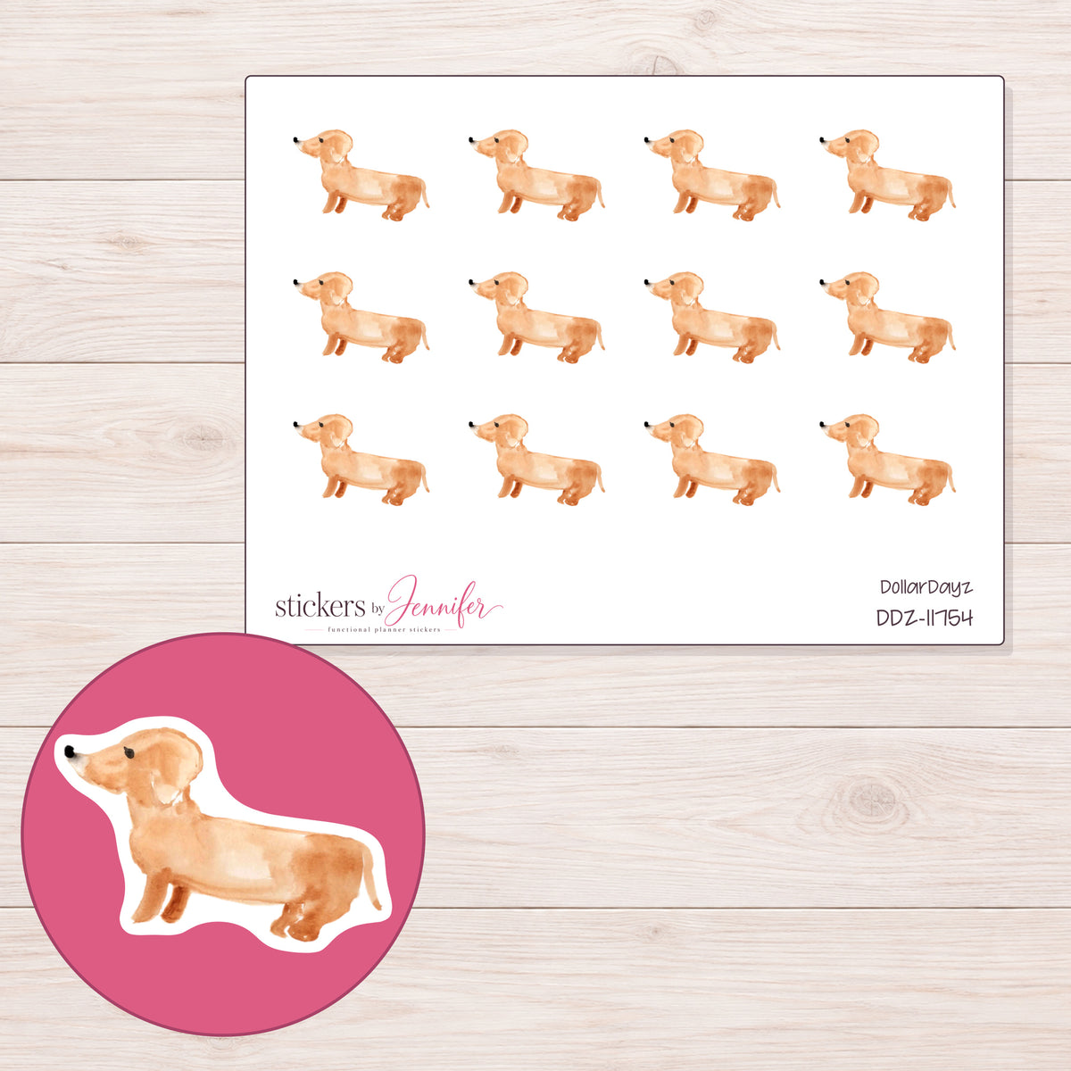 DDZ-11754 planner sticker sheet with enlarged sticker detail