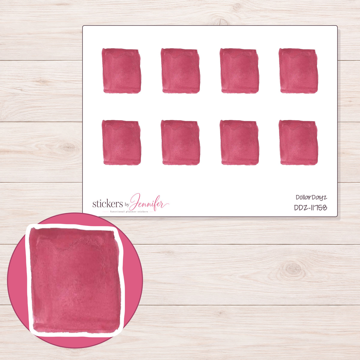 DDZ-11758 planner sticker sheet with enlarged sticker detail