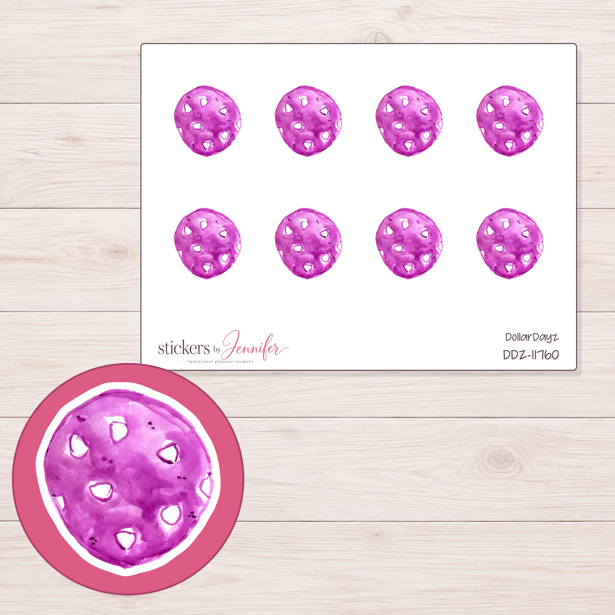 DDZ-11760 planner sticker sheet with enlarged sticker detail
