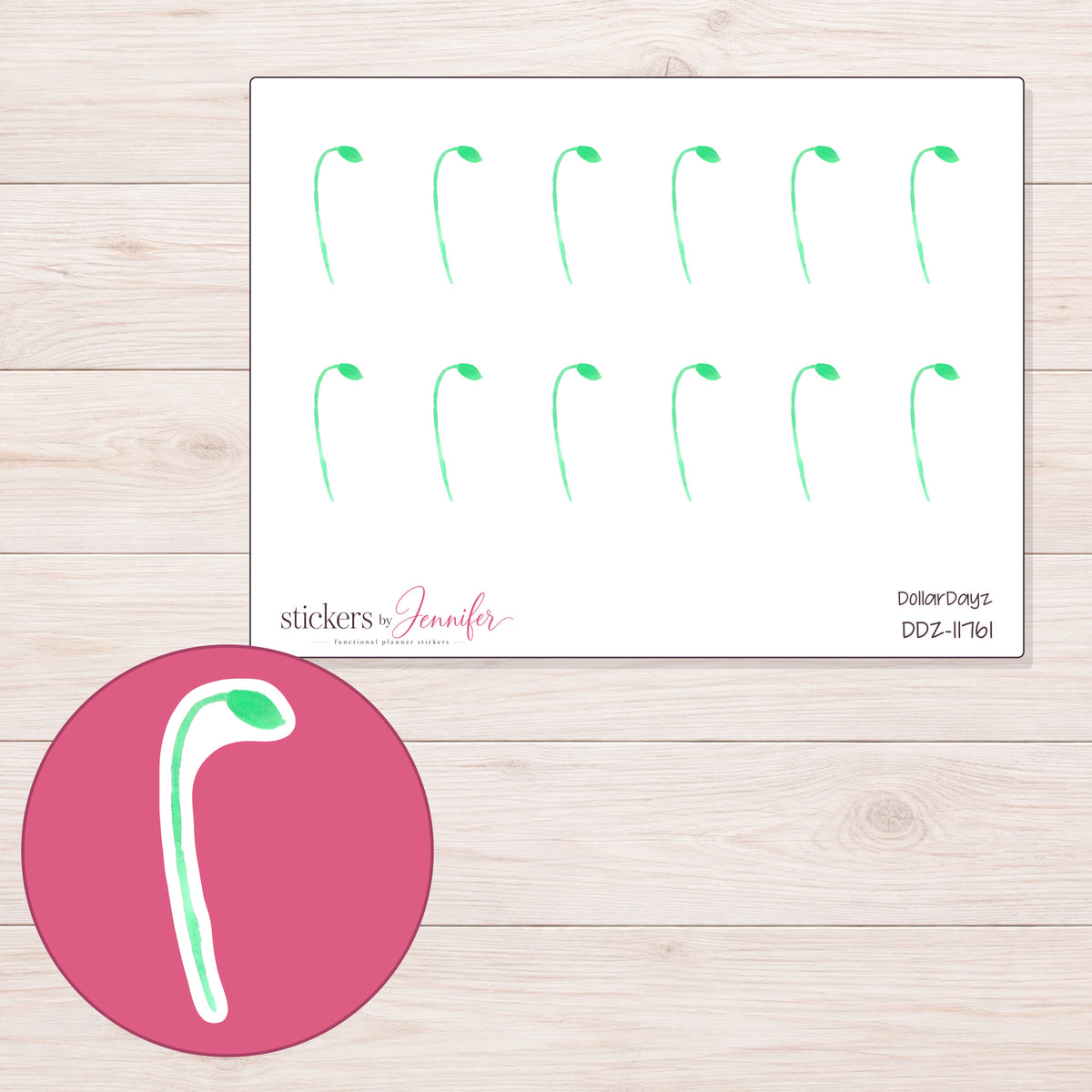 DDZ-11761 planner sticker sheet with enlarged sticker detail