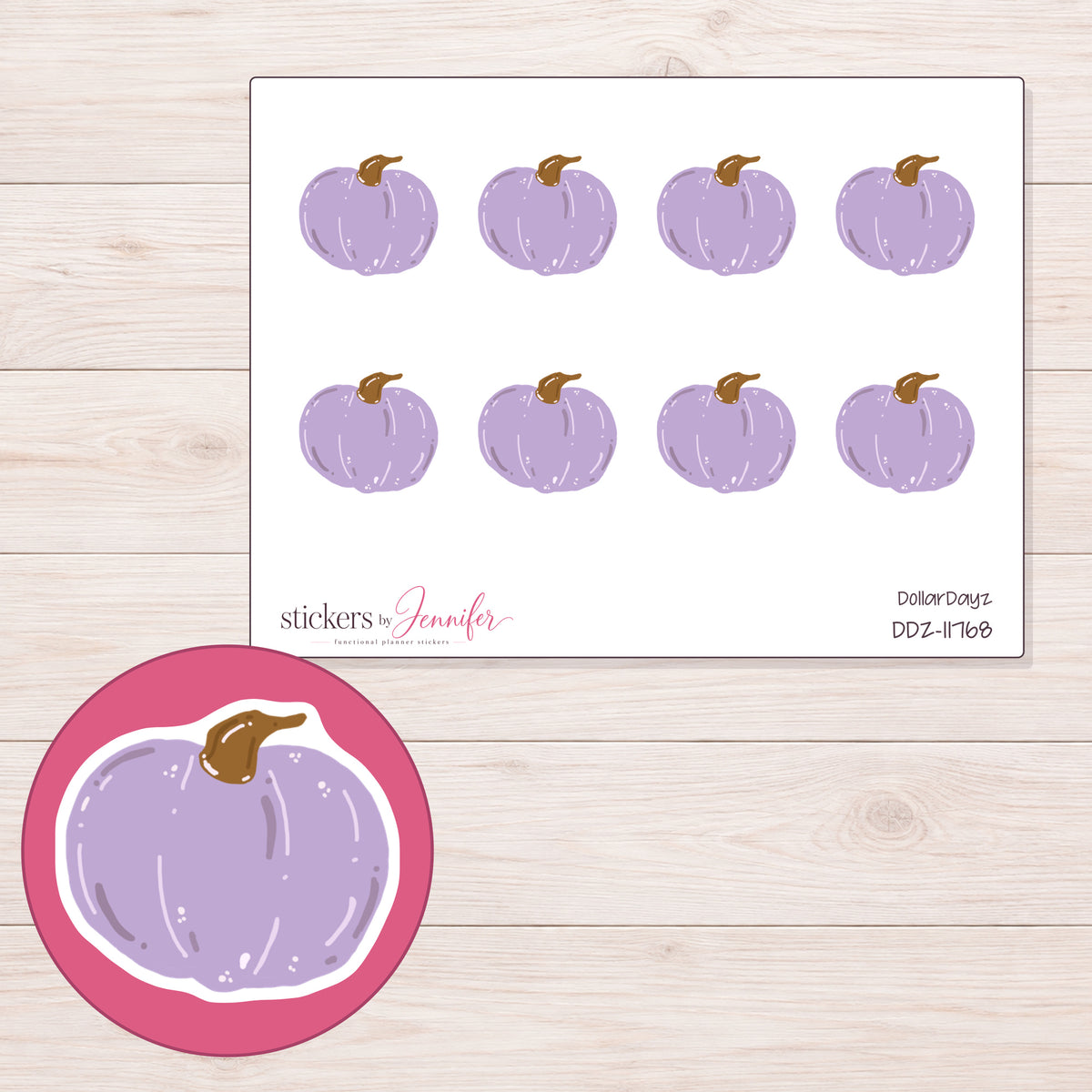 DDZ-11768 planner sticker sheet with enlarged sticker detail