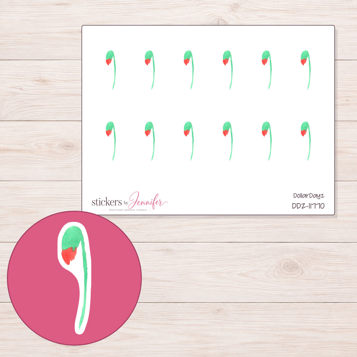 DDZ-11770 planner sticker sheet with enlarged sticker detail