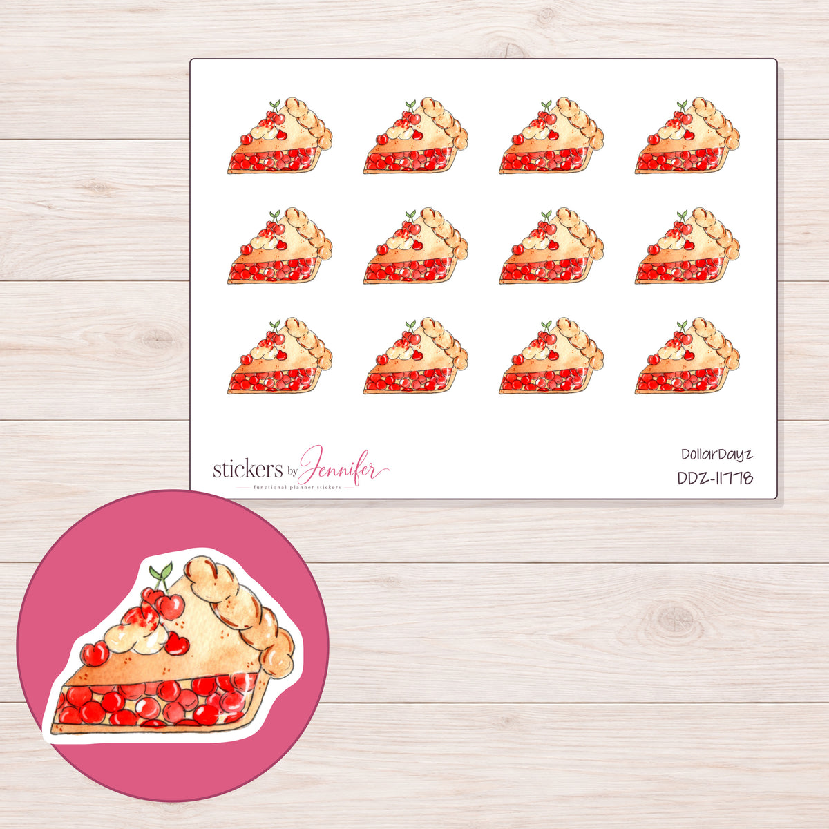 DDZ-11778 planner sticker sheet with enlarged sticker detail