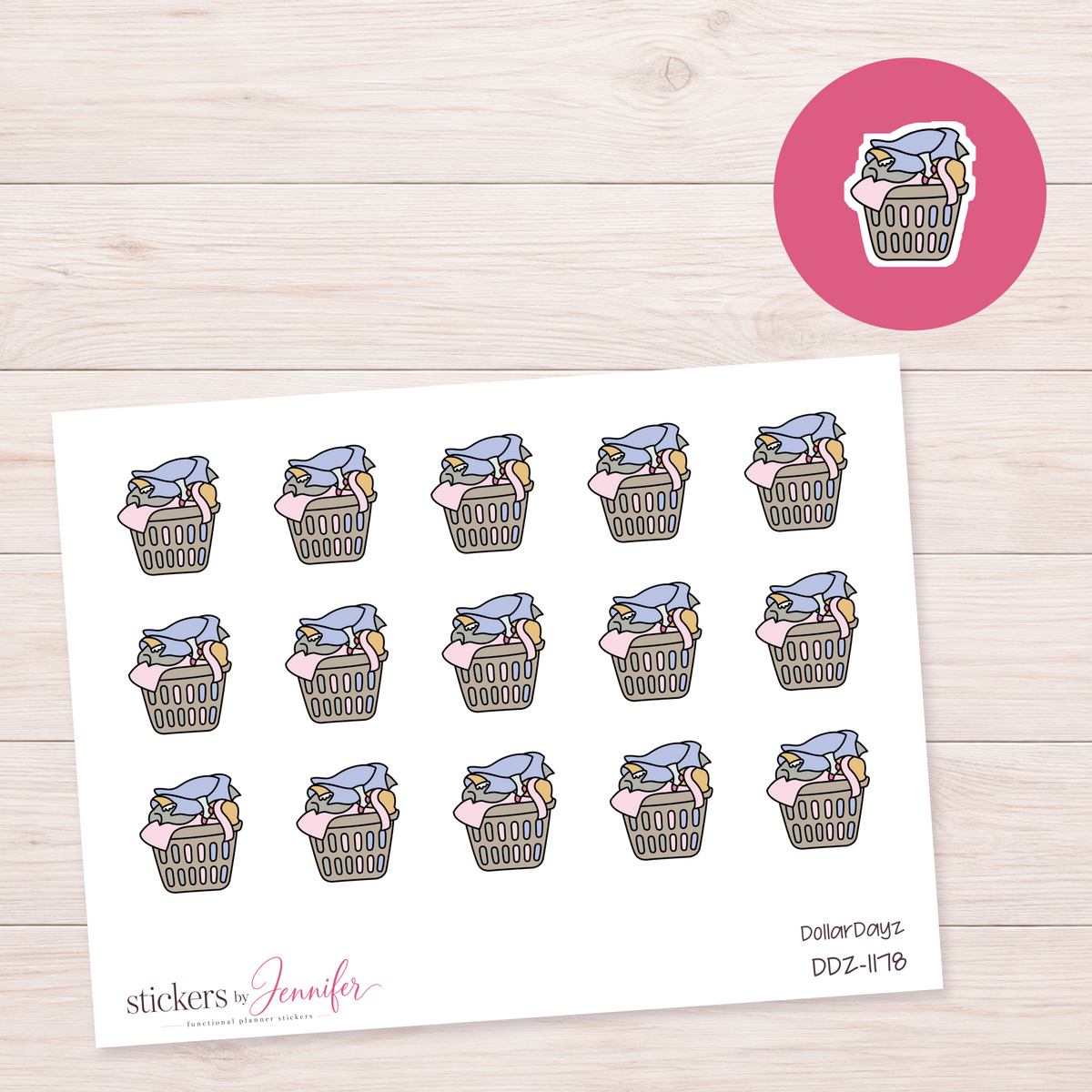 Taupe Laundry Basket Planner Stickers | DDZ-1178