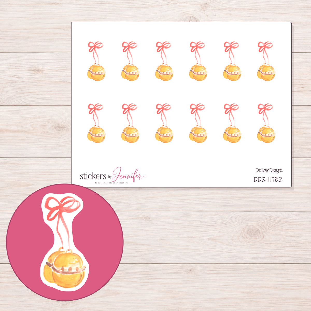 DDZ-11782 planner sticker sheet with enlarged sticker detail