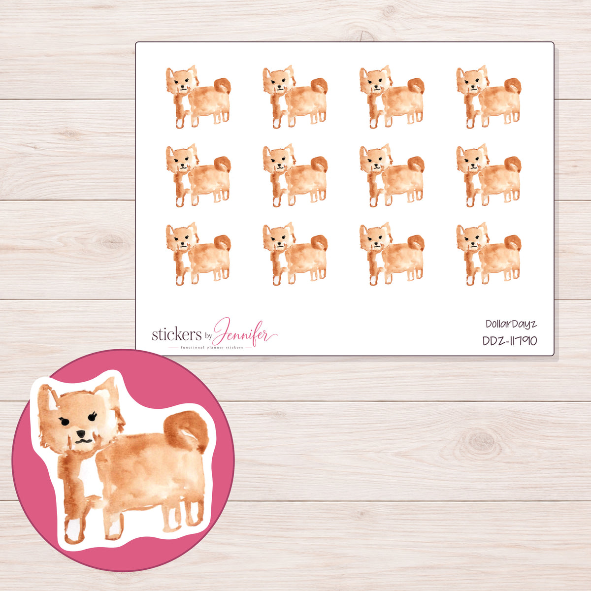 DDZ-11790 planner sticker sheet with enlarged sticker detail