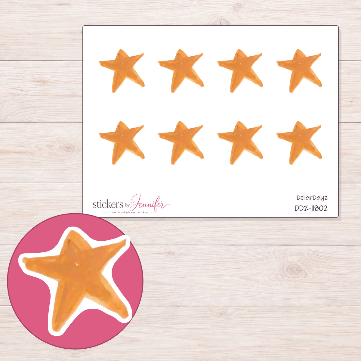 DDZ-11802 planner sticker sheet with enlarged sticker detail