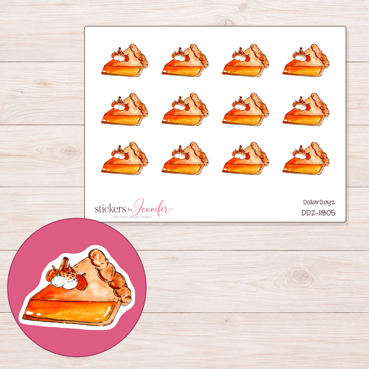 DDZ-11805 planner sticker sheet with enlarged sticker detail