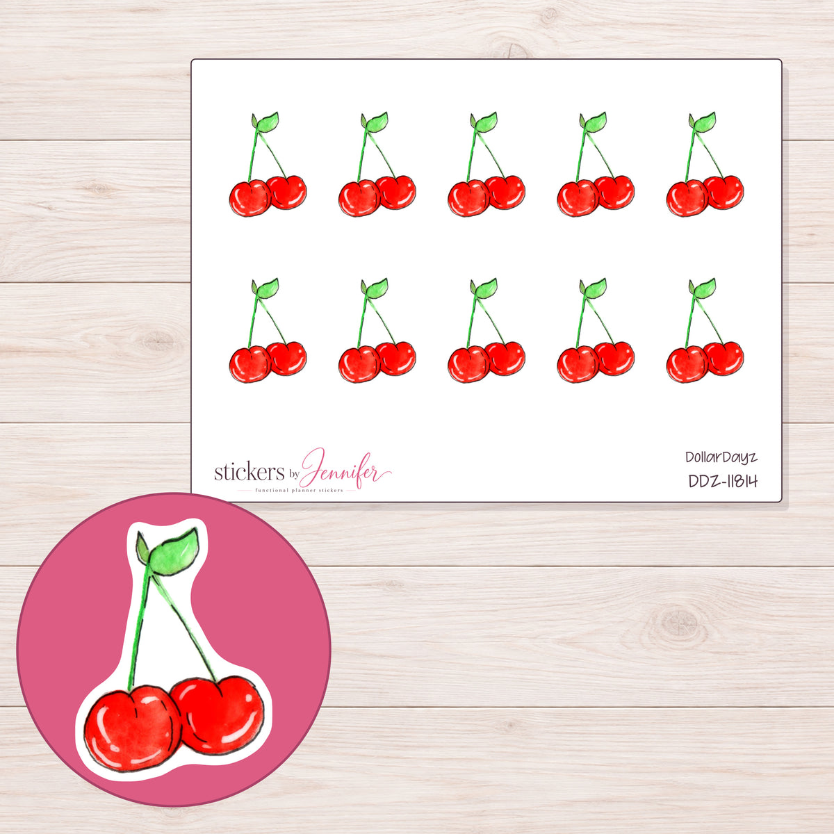 DDZ-11814 planner sticker sheet with enlarged sticker detail