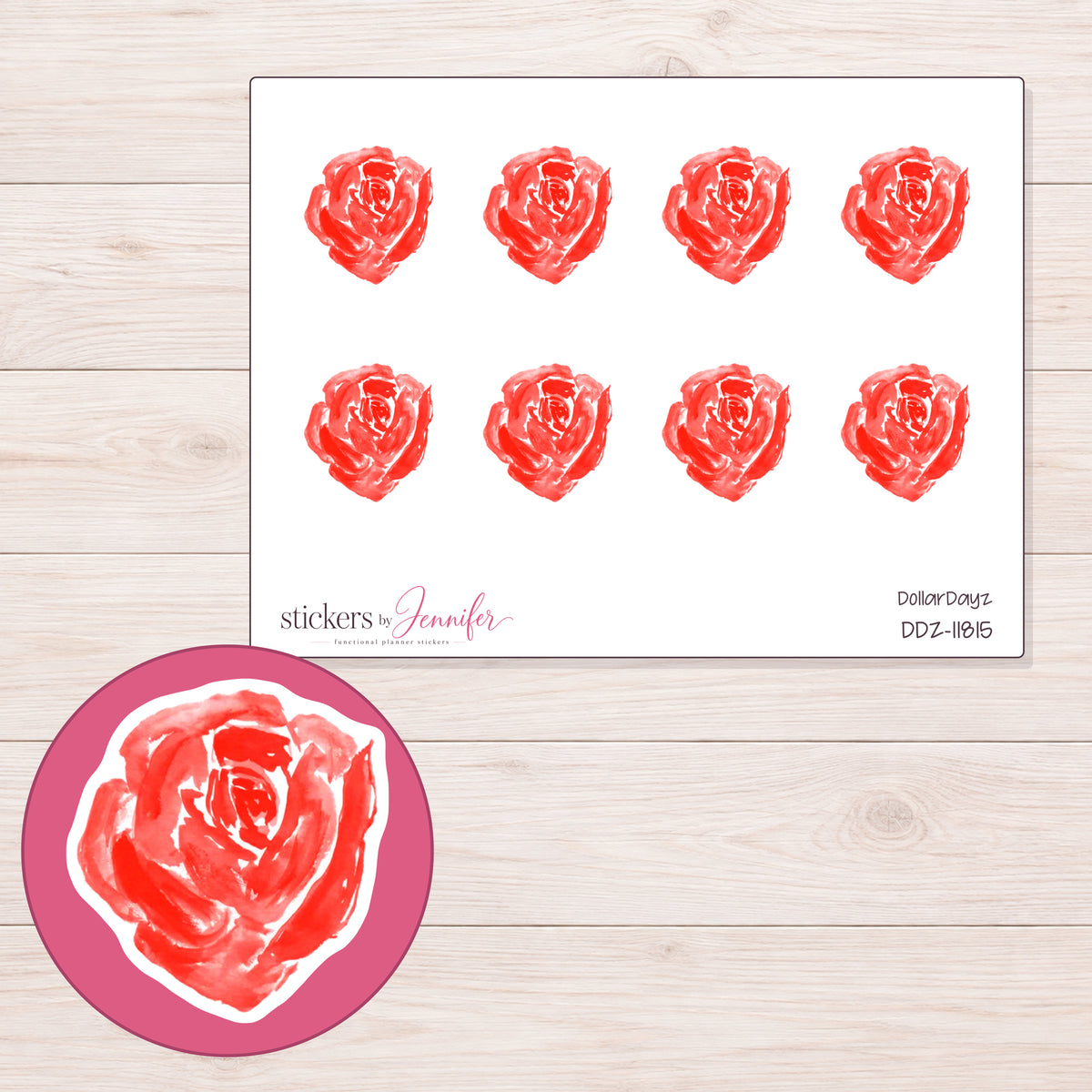 DDZ-11815 planner sticker sheet with enlarged sticker detail