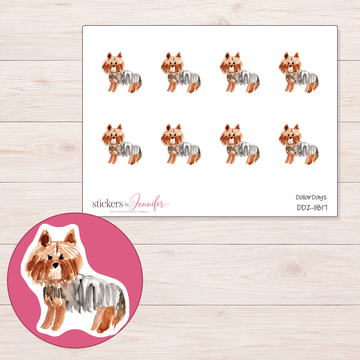 DDZ-11817 planner sticker sheet with enlarged sticker detail