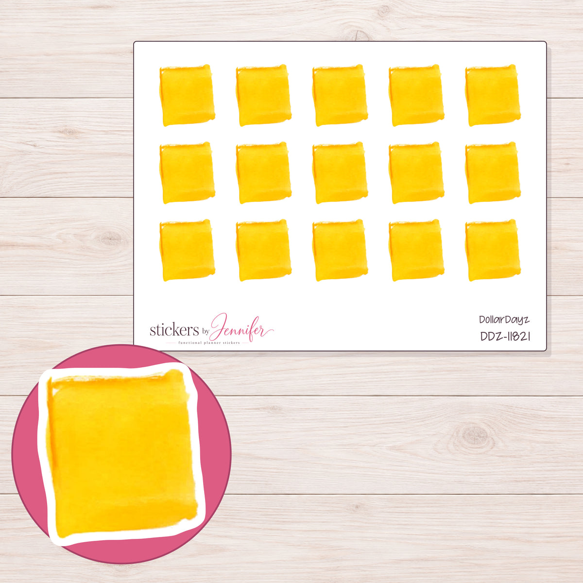 DDZ-11821 planner sticker sheet with enlarged sticker detail