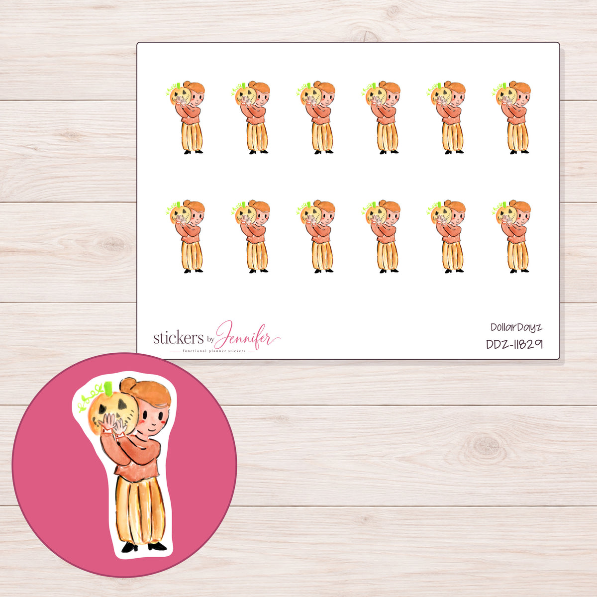 DDZ-11829 planner sticker sheet with enlarged sticker detail
