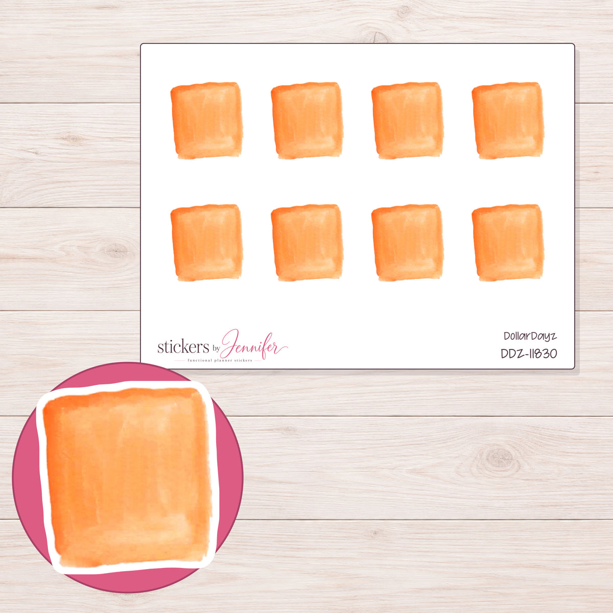 DDZ-11830 planner sticker sheet with enlarged sticker detail
