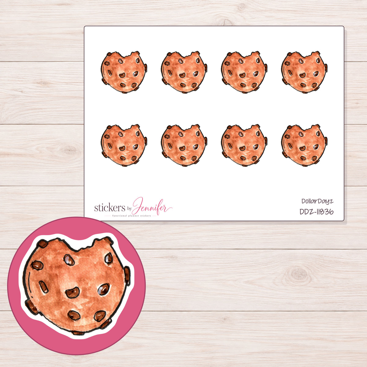 DDZ-11836 planner sticker sheet with enlarged sticker detail