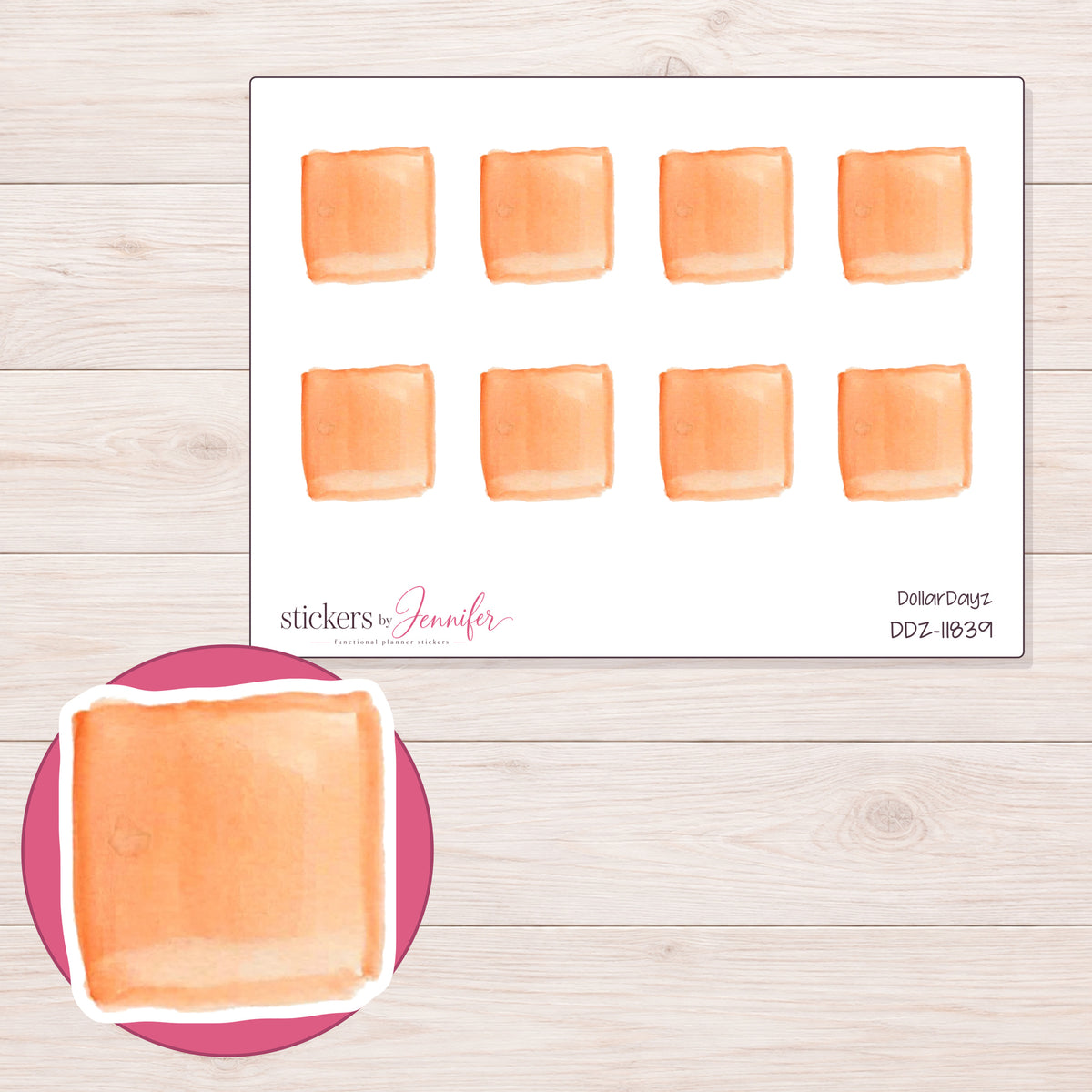 DDZ-11839 planner sticker sheet with enlarged sticker detail
