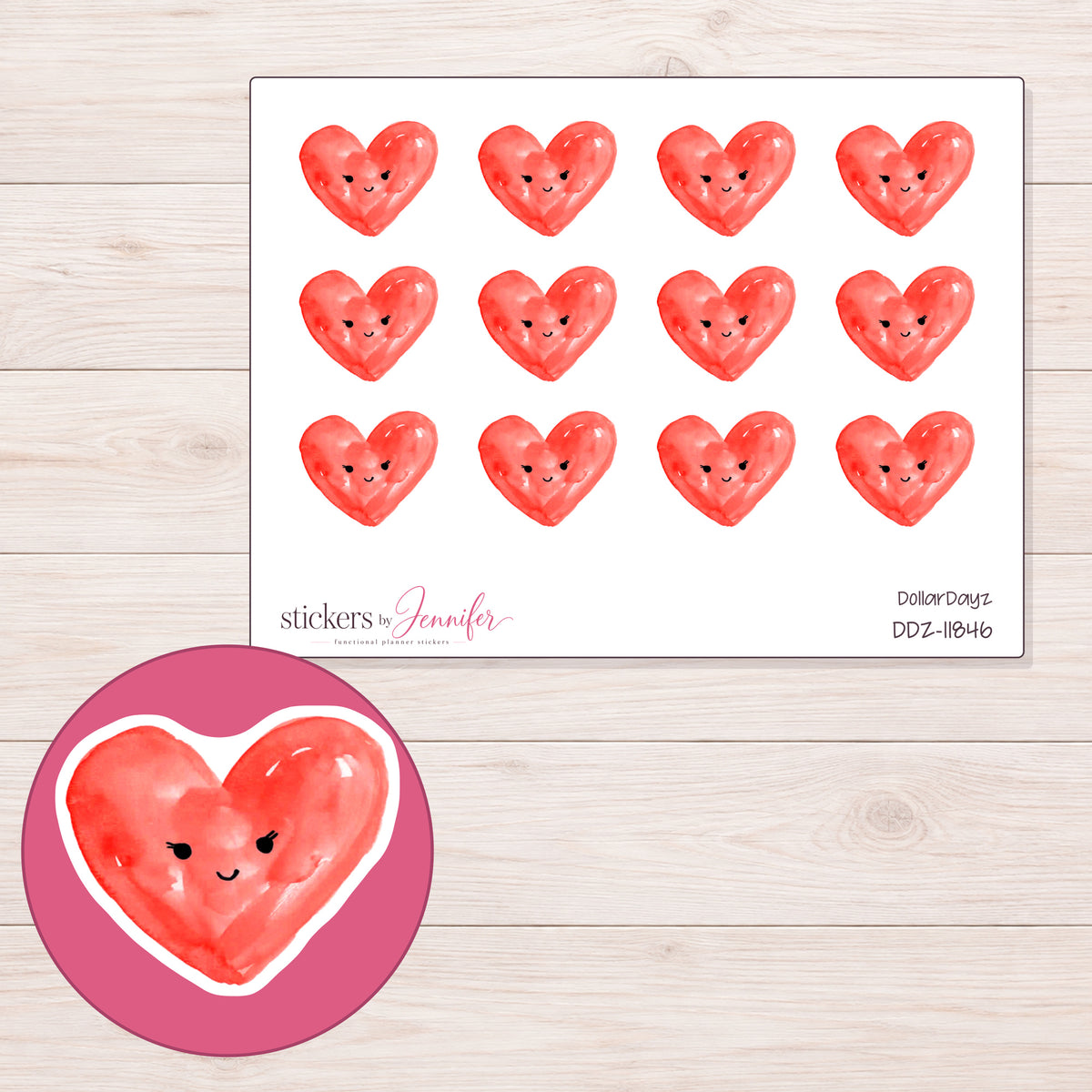 DDZ-11846 planner sticker sheet with enlarged sticker detail