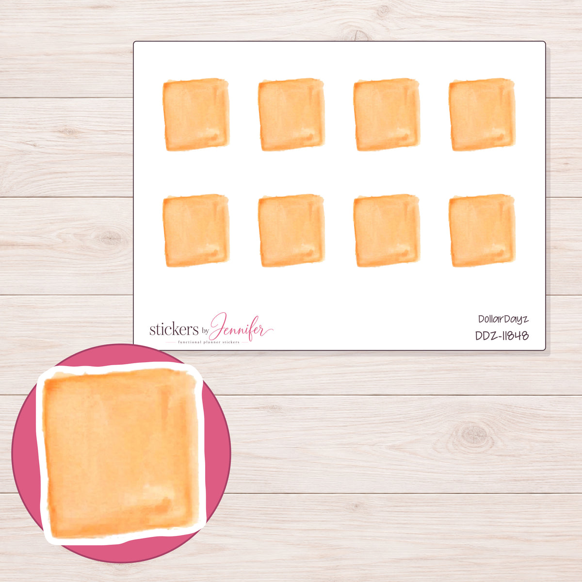 DDZ-11848 planner sticker sheet with enlarged sticker detail