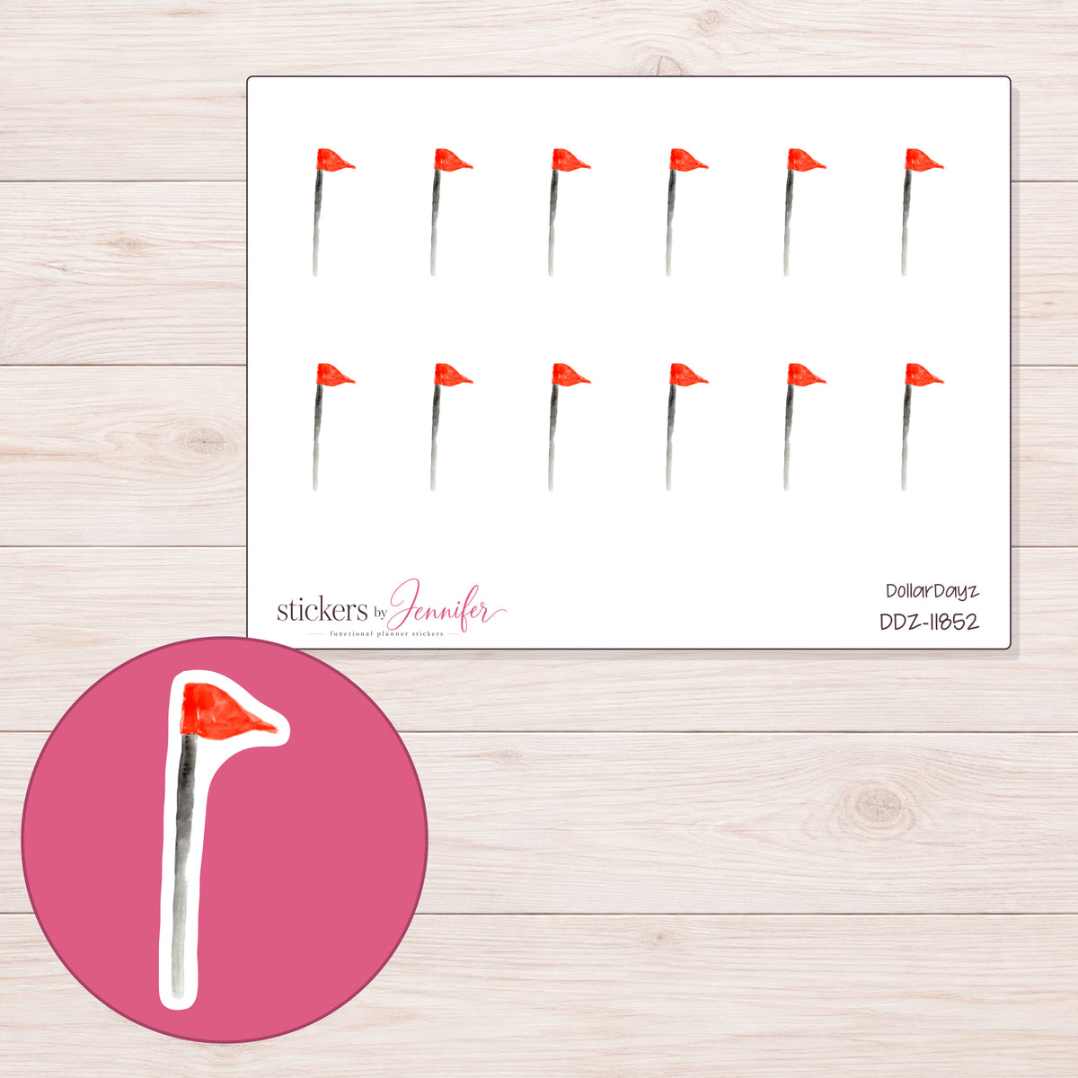 DDZ-11852 planner sticker sheet with enlarged sticker detail