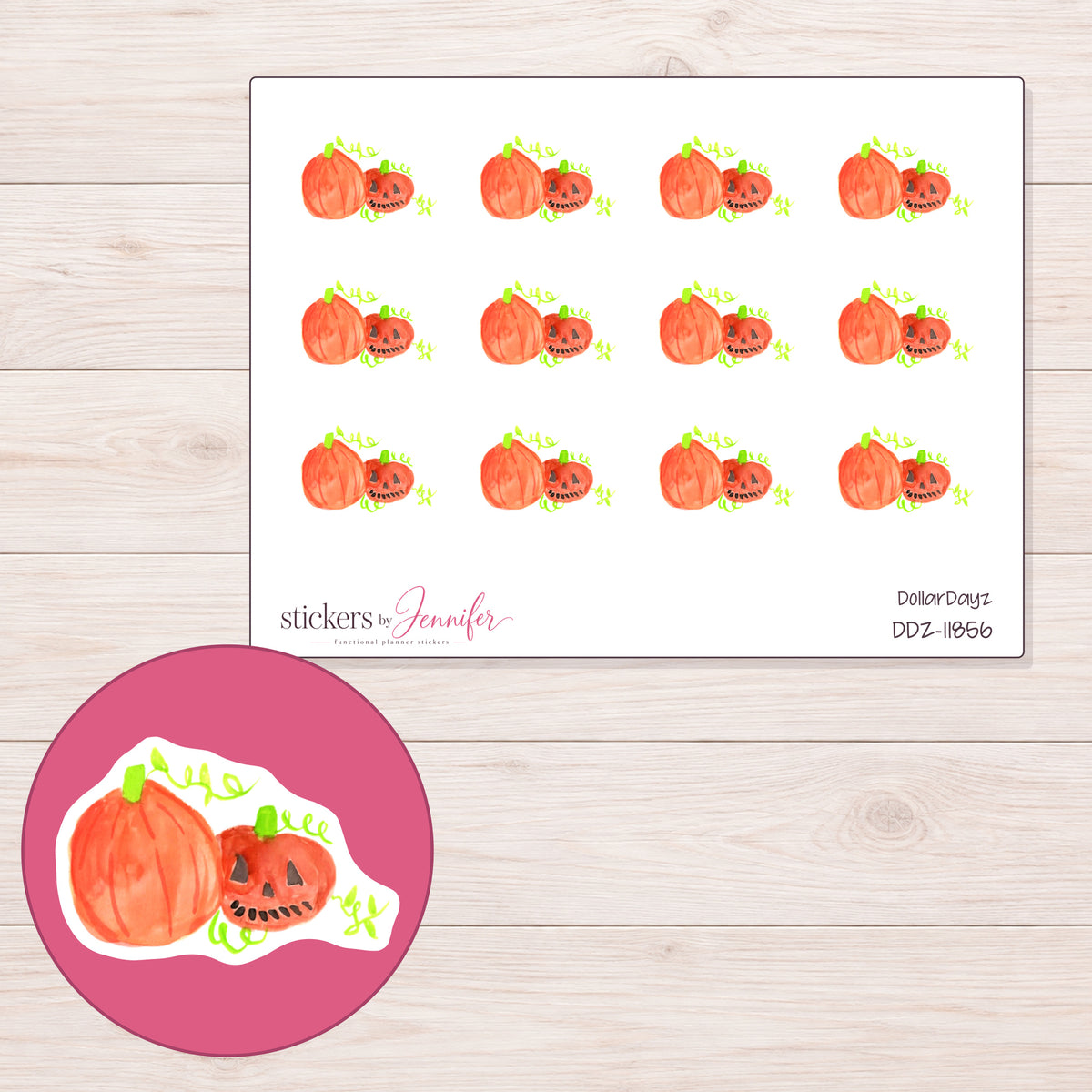 DDZ-11856 planner sticker sheet with enlarged sticker detail