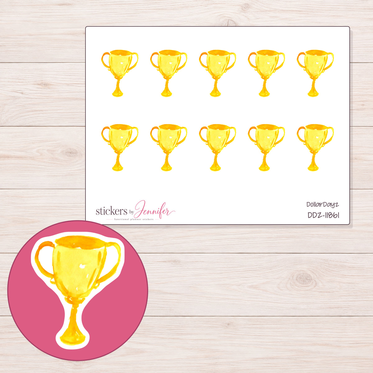 DDZ-11861 planner sticker sheet with enlarged sticker detail