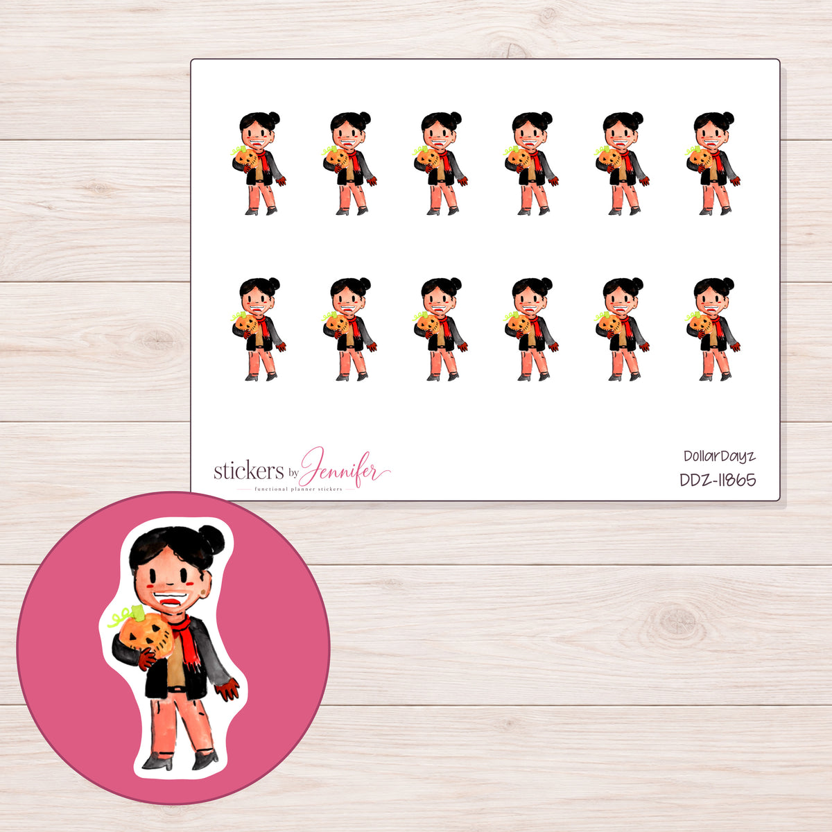 DDZ-11865 planner sticker sheet with enlarged sticker detail