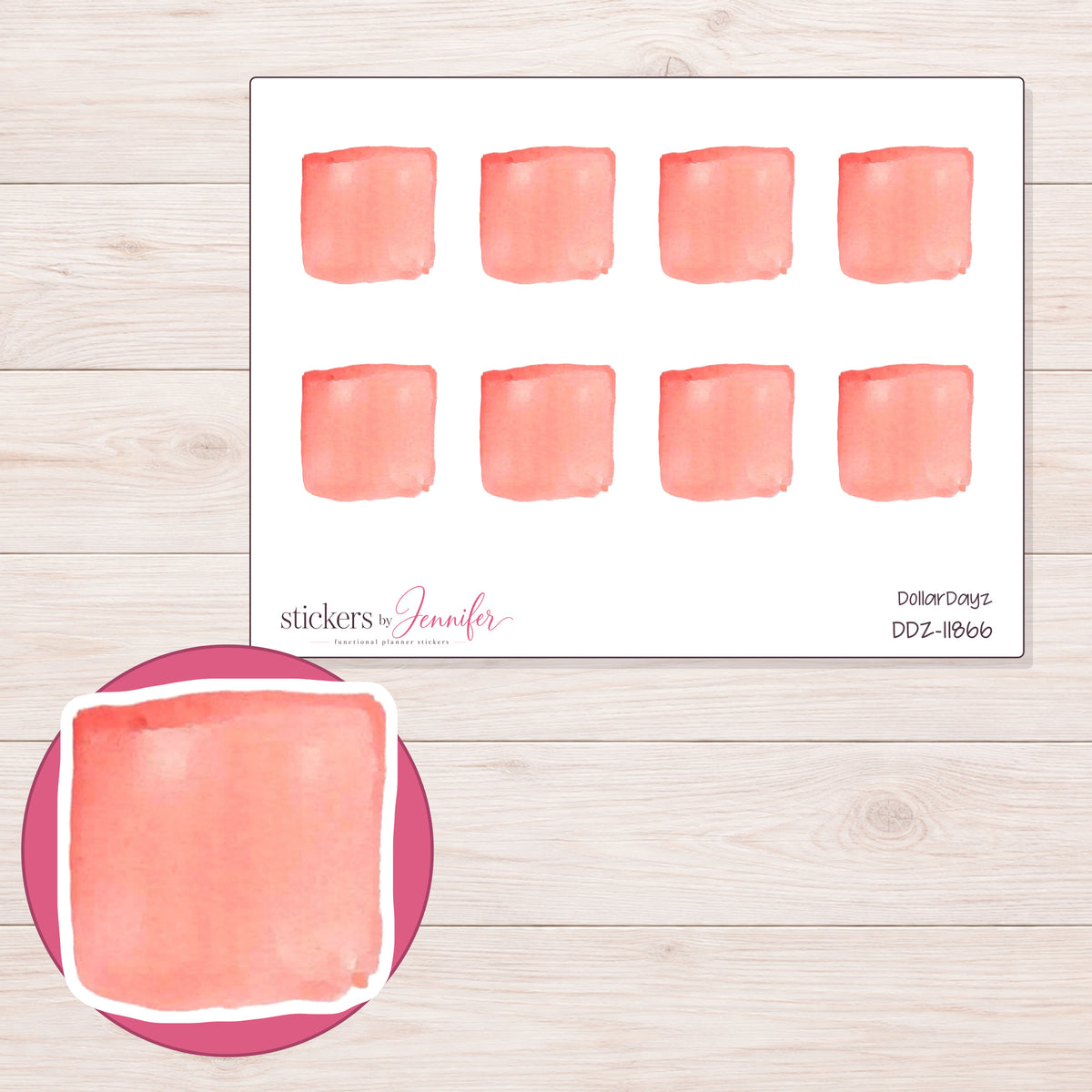 DDZ-11866 planner sticker sheet with enlarged sticker detail