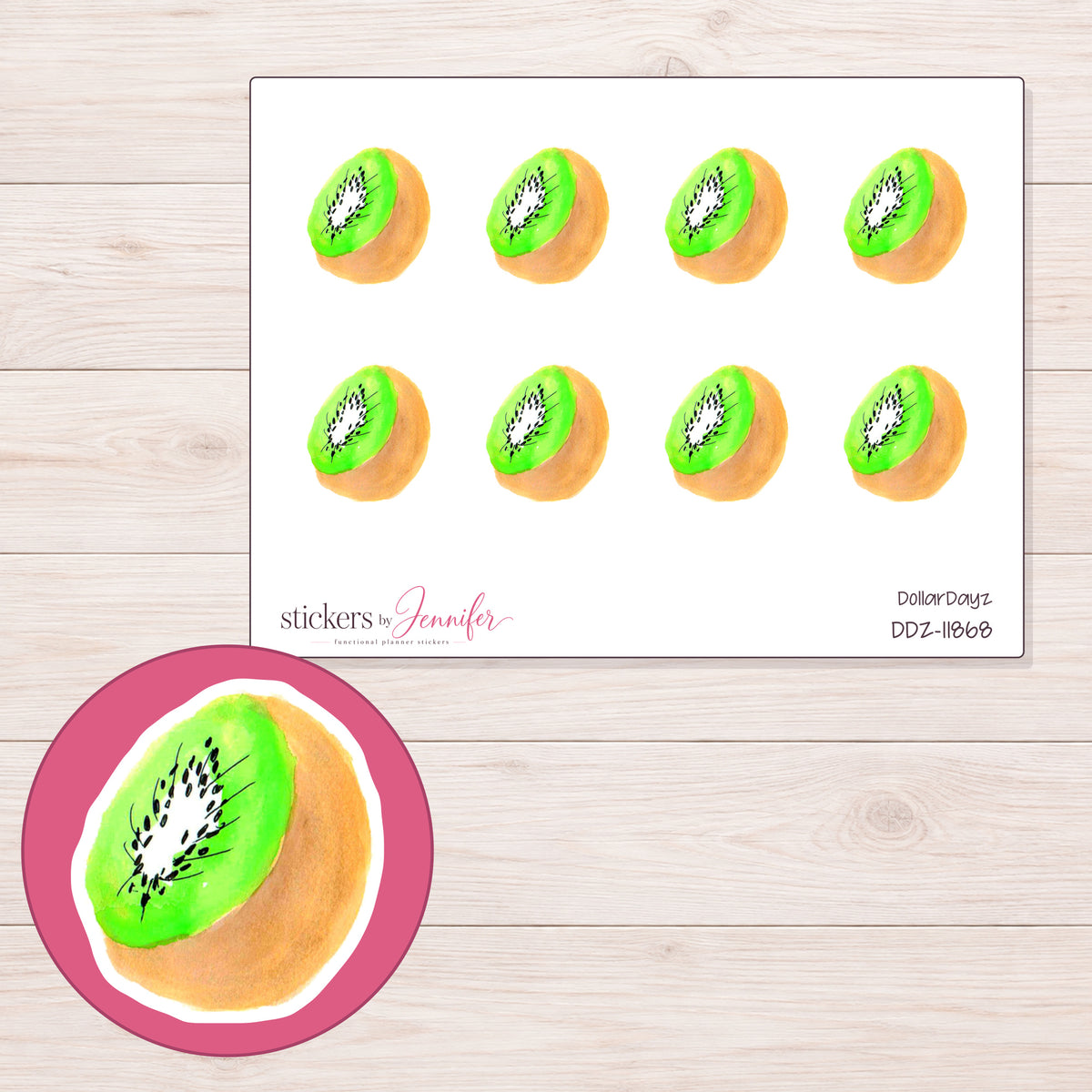 DDZ-11868 planner sticker sheet with enlarged sticker detail