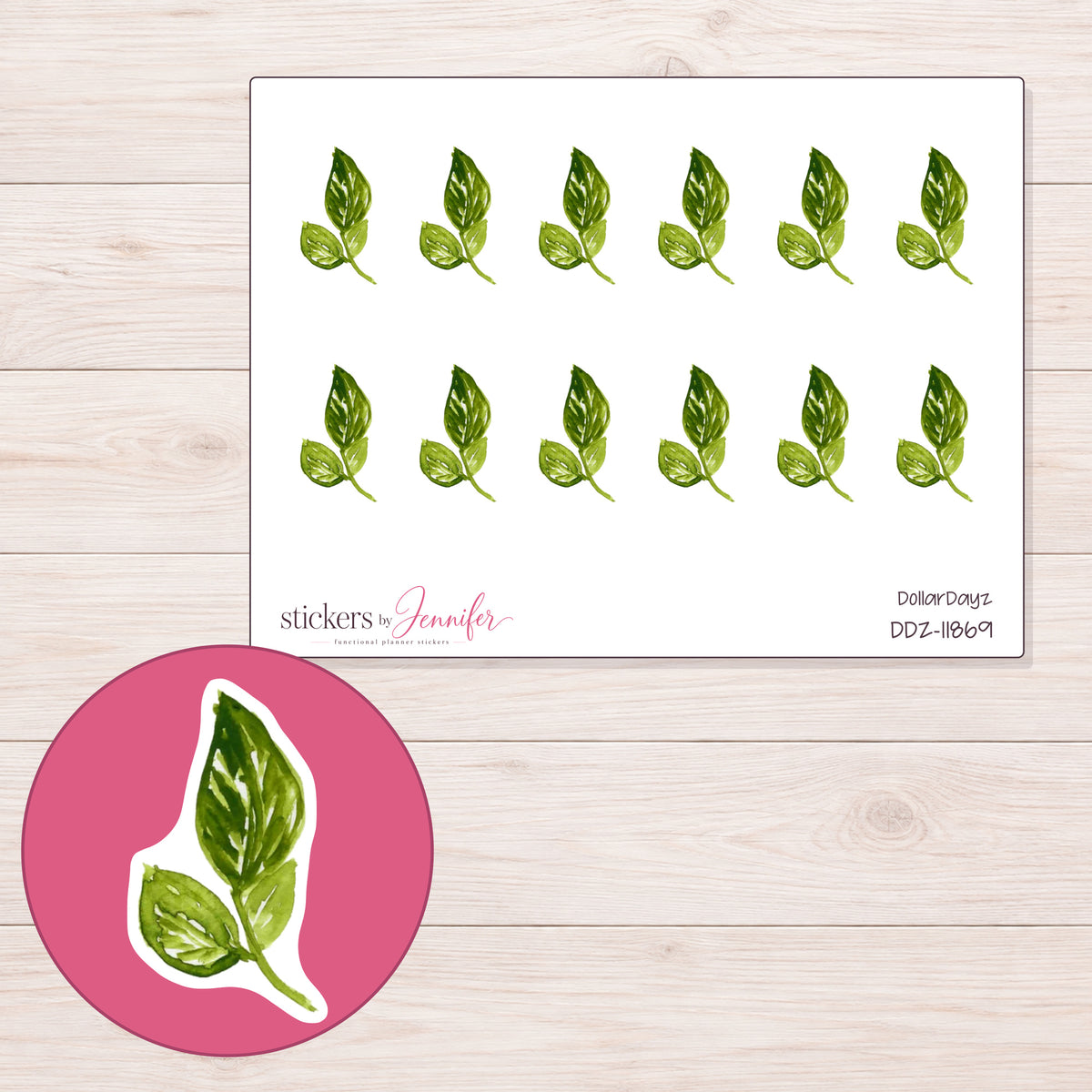 DDZ-11869 planner sticker sheet with enlarged sticker detail