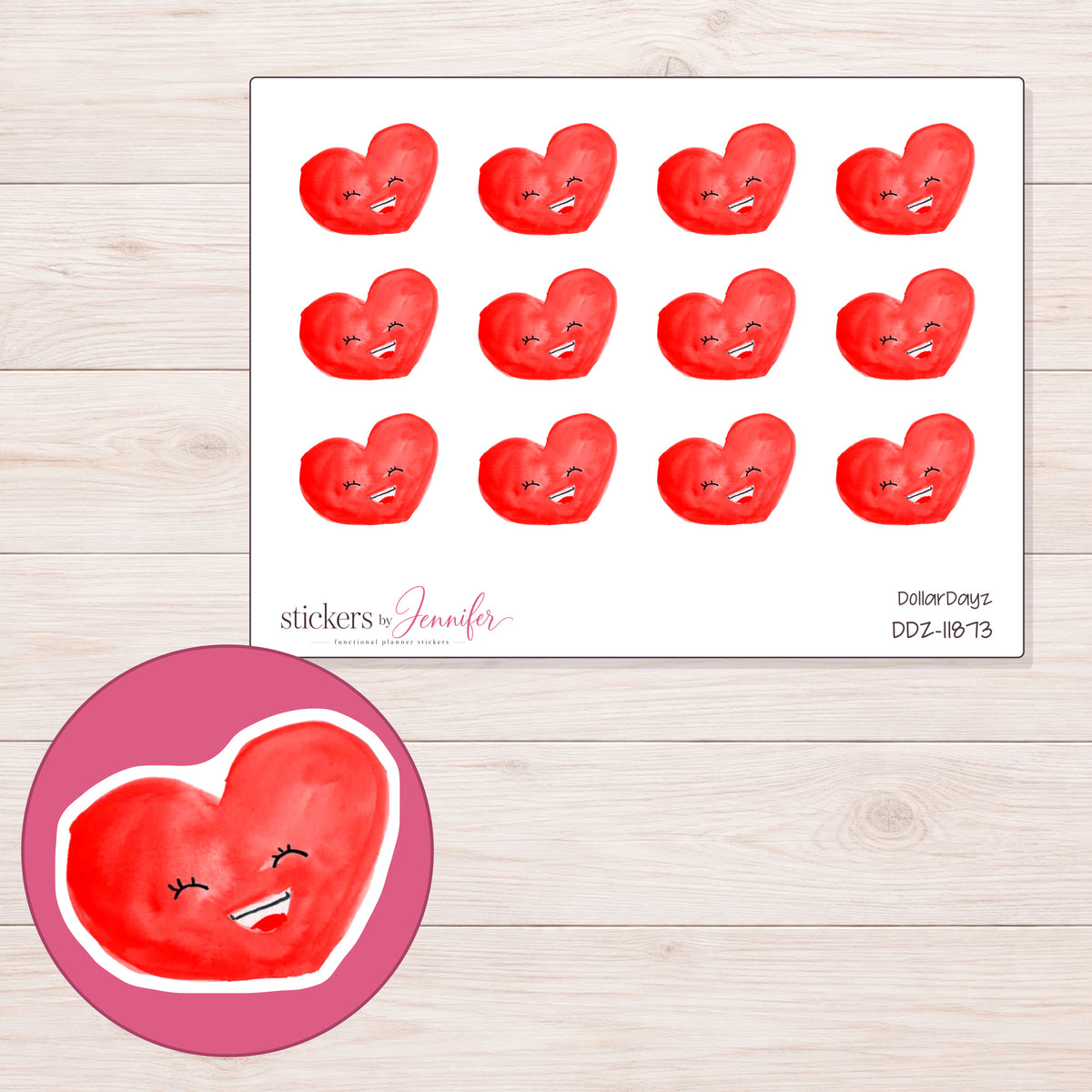 DDZ-11873 planner sticker sheet with enlarged sticker detail