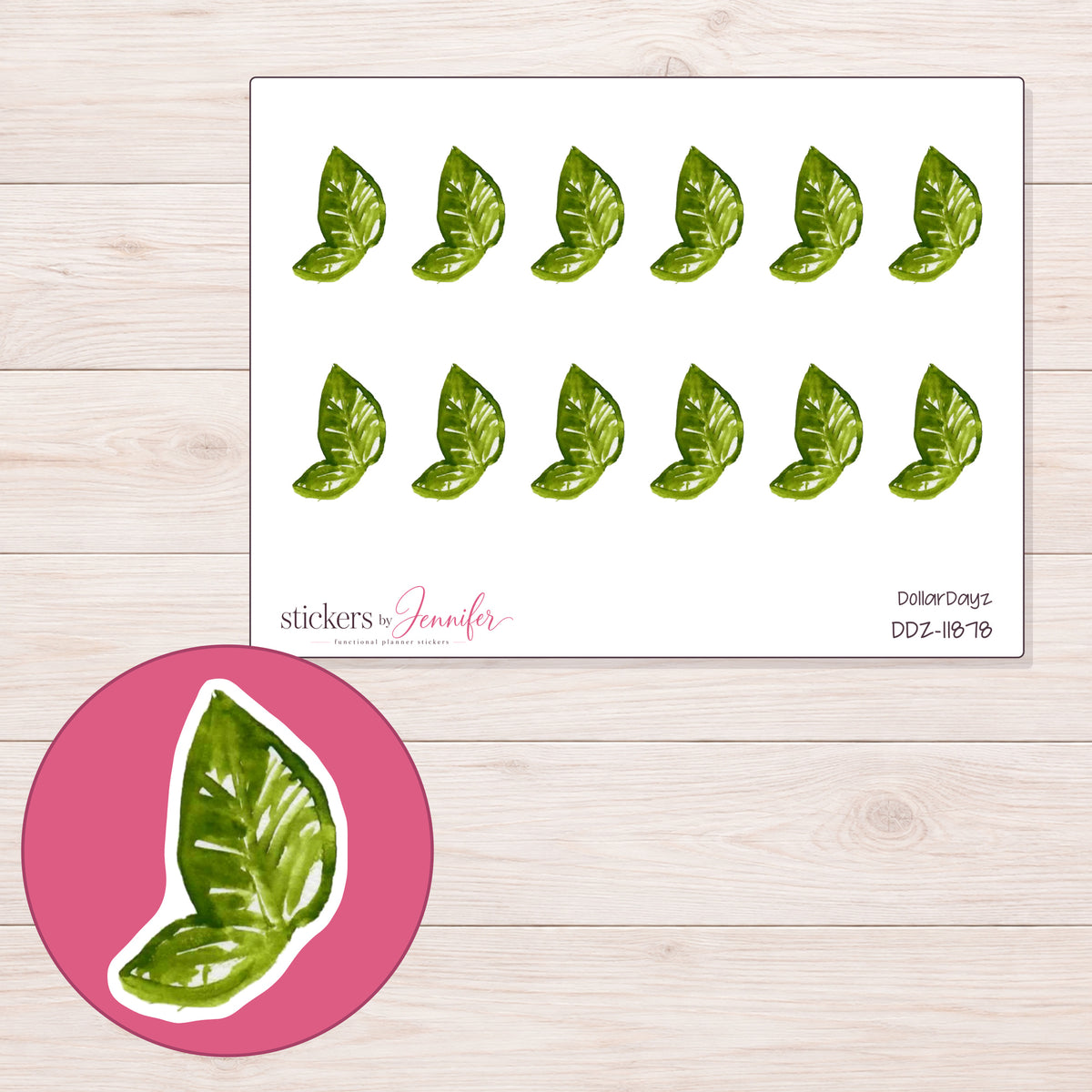 DDZ-11878 planner sticker sheet with enlarged sticker detail