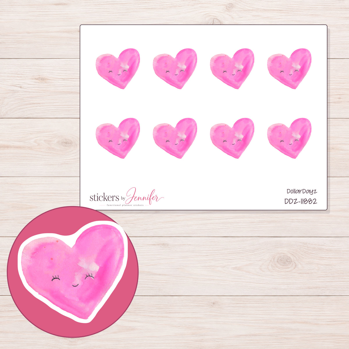 DDZ-11882 planner sticker sheet with enlarged sticker detail